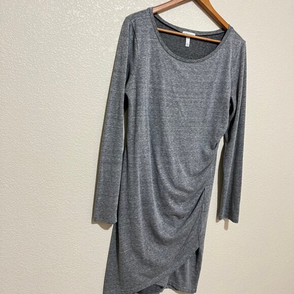 Leith Gray Long Sleeve Ruched dress grunge vintage prairie career classy - Picture 2 of 5